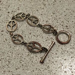 Distressed Lucky Brand Peace Sign Bracelet